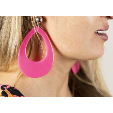 Circular Neon Oval Earrings for 1980s Costume Parties