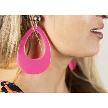 Circular Neon Oval Earrings for 1980s Costume Parties