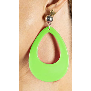Circular Neon Oval Earrings for 1980s Costume Parties