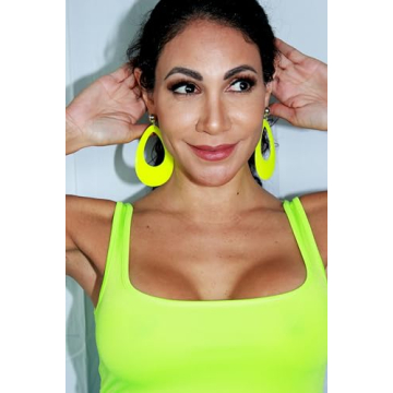 Circular Neon Oval Earrings for 1980s Costume Parties