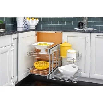 Rev-A-Shelf Dual Tier Pullout Shelf Organizer for Kitchen Cabinets
