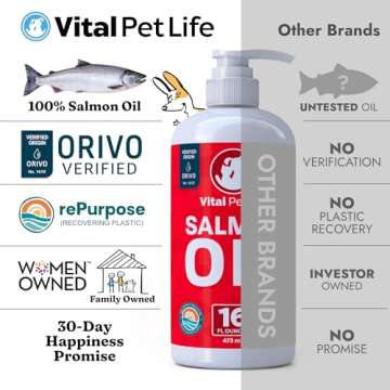 Salmon Oil for Dogs & Cats - Healthy Skin & Coat, Fish Oil, Omega 3 EPA DHA, Liquid Food Supplement for Pets, Supports Joint & Bone Health, Natural Allergy & Inflammation Defense, 16 oz