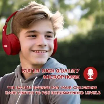 MIDOLA Kids Headphones Bluetooth 5.3 Wireless 60H Play Time Volume Limit 85/110dB Over Ear Foldable Protection Headset/Wired AUX Cord Mic for Children Boy Girl Travel School Phone Pad Tablet Red