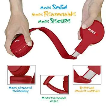 MIDOLA Kids Headphones Bluetooth 5.3 Wireless 60H Play Time Volume Limit 85/110dB Over Ear Foldable Protection Headset/Wired AUX Cord Mic for Children Boy Girl Travel School Phone Pad Tablet Red