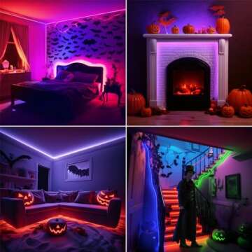 Lepro RGB LED Light Strips 32.8ft, Christmas Decorations, 5050 LED Color Changing Tape Light with 44 Key Remote and 12V Power Supply for Bedroom, TV Backlight, Kitchen, Bar