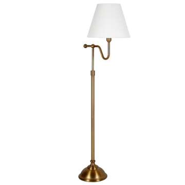 Wellesley 63" Tall Floor Lamp with Fabric Shade in Brass/White