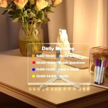 Colorful 12 Colors LED Dry-Erase Note Board - Acrylic Message Board with Stand, USB Power, Rewritable, Night Light, for Home & Business Ultra-Thin Tracing Writing Light Board
