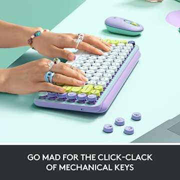 Logitech POP Keys Mechanical Wireless Keyboard with Customizable Emoji Keys, Durable Compact Design, Bluetooth or USB Connectivity, Multi-Device, OS Compatible - Daydream Mint (Renewed)
