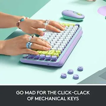 Logitech POP Keys Mechanical Wireless Keyboard with Customizable Emoji Keys, Durable Compact Design, Bluetooth or USB Connectivity, Multi-Device, OS Compatible - Daydream Mint (Renewed)
