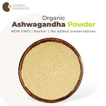 CARMEL ORGANICS Organic Ashwagandha Root Powder (8 Oz or 227g/0.5 Lbs) USDA Certified. Lab Tested, Non GMO & Gluten Free | Withania Somnifera from India