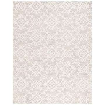 SAFAVIEH Blossom Collection Area Rug - 8' x 10', Grey & Ivory, Handmade Wool, Ideal for High Traffic...