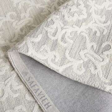 SAFAVIEH Blossom Collection Area Rug - 8' x 10', Grey & Ivory, Handmade Wool, Ideal for High Traffic Areas in Living Room, Bedroom (BLM104A)