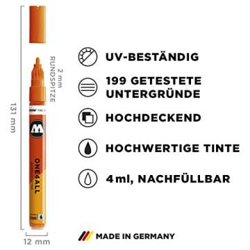 Molotow One4All 127HS Acryl Marker Basic-Set 1 (2,0 mm Strichstärke, hochdeckend und permanent, UV-beständig, für fast alle Untergründe) 10 Stück sortiert