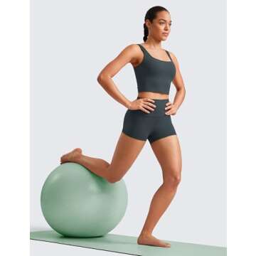 CRZ YOGA Butterluxe Biker Shorts for Women - Dark Green