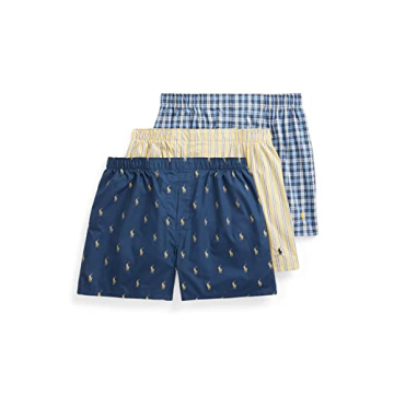 POLO Ralph Lauren Men's Classic Fit Cotton Woven Boxers 3-Pack for Comfort & Style