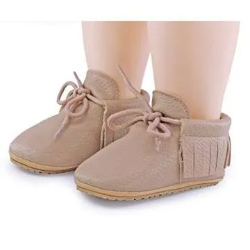 RVROVIC Baby Boys Girls Moccasins Soft Sole Tassels Prewalker Anti-Slip Shoes (M:6~12 Months, X1-Apricot)