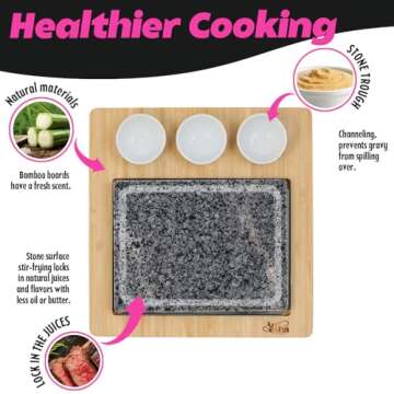 Artestia Cooking Stones for Steak, Indoor Grill Sizzling Hot Stone Set, Steak Stones Hot Stone Cooking, Hot Rock Cooking Stone Set Barbecue/BBQ/Hibachi/Steak Grill (One Deluxe Set with Two Stones)