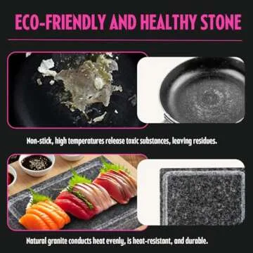 Artestia Cooking Stones for Steak, Indoor Grill Sizzling Hot Stone Set, Steak Stones Hot Stone Cooking, Hot Rock Cooking Stone Set Barbecue/BBQ/Hibachi/Steak Grill (One Deluxe Set with Two Stones)
