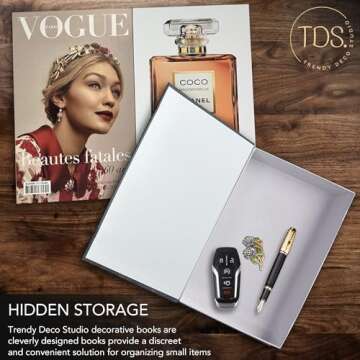 Decorative Book for Home Decor, Celebrating Graduations, Fake Books, Minimalist Decor, Coffee Table Decor Books, Designer Book, Aesthetic Shelves, Hidden Storage Hardcover Faux Book, Set of 3 (Light)