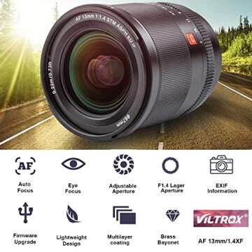 VILTROX 13mm f/1.4 F1.4 XF Auto Focus Lens for Fujifilm X-Mount Camera,Wide Angle Camera Lens for Fu...