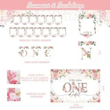 Fiesec 1st Birthday Decorations - Little Miss Onederful & Baby Girl Supplies