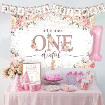 Fiesec 1st Birthday Decorations - Little Miss Onederful & Baby Girl Supplies