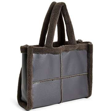 Elegant Like Dreams Women Soft Sherpa Tote in Vegan Leather - Perfect for Everyday Use