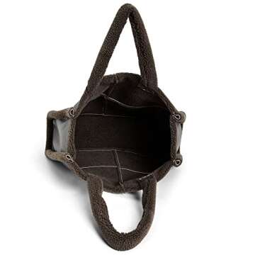 Stylish Like Dreams Sherpa Tote Vegan Leather Handbag