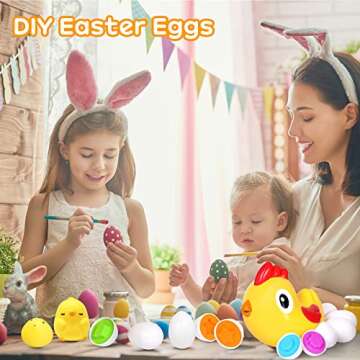 ACOUCB Egg Matching Toy for Toddlers with 8 Eggs & 2 Chicks, Shape Sorting Toy Color Matching Game, Fine Motor Skills Sensory Toys, Chicken Easter Gift for 3 4 5 6 Girls Boys Baby