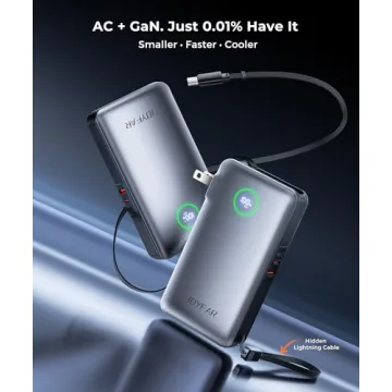 JOYFAR Portable Charger Power Bank - Travel Essentials Battery Pack 35W AC Plug GaN 10000mAh Built i...