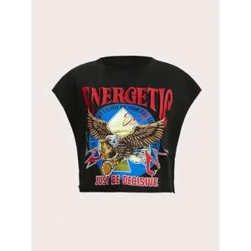 SOLY HUX Women's Y2K Vintage Graphic Short Sleeve Tee