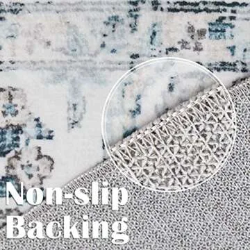 jinchan Area Rug 6x9 Vintage Washable Floral Rug Retro Distressed Non Slip Accent Floor Cover Thin Indoor Boho Soft Carpet for Living Room Bedroom Dining Room Blue