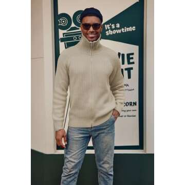 Unisex Solid Zip Up Sweater Cardigan Raglan Sleeve Cardigans Apricot, Medium