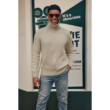 Unisex Solid Zip Up Sweater Cardigan Raglan Sleeve Cardigans Apricot, Medium