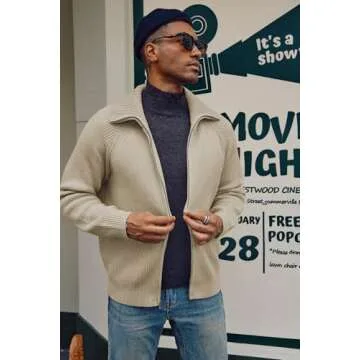 Unisex Solid Zip Up Sweater Cardigan Raglan Sleeve Cardigans Apricot, Medium