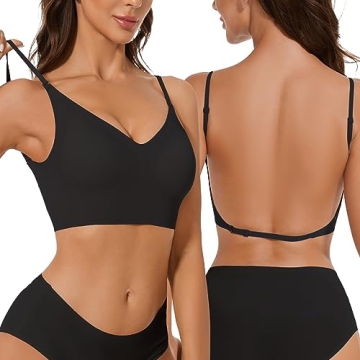ZITAIMEI Low Back Seamless Bras Multiway Convertible Strap Halter Lifting Bra Spaghetti Strap Wire-F...