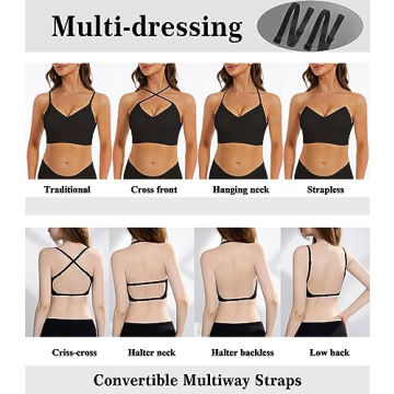 ZITAIMEI Low Back Seamless Bras Multiway Convertible Strap Halter Lifting Bra Spaghetti Strap Wire-Free Padded Backless
