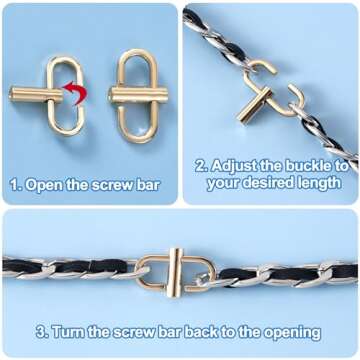 HINZIC 4pcs Chain Strap Shortener for Bag, 360 Rotatable Alloy Chain Clip Buckle, Small Necklace Shortener Clasp Accessories for Shorten Purse Handbag Chain-Gold