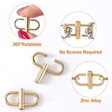 HINZIC 4pcs Chain Strap Shortener for Bag, 360 Rotatable Alloy Chain Clip Buckle, Small Necklace Shortener Clasp Accessories for Shorten Purse Handbag Chain-Gold