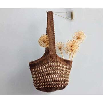 Brown Cotton Market Tote Bag