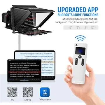 NEEWER X12 Aluminum Teleprompter with RT-110 Remote Control (Connected via Bluetooth on NEEWER Teleprompter App) & Carry Case, Compatible with iPad, iOS/Android Tablets, Smartphones, DSLRs (Black)