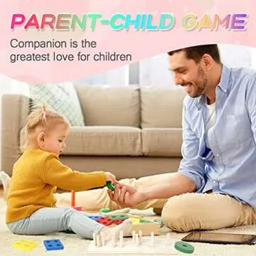 DASIGJID Baby Toddlers Toys for 1 2 3 Year Old - Wooden Montessori Boys Girls Stacking Blocks Learning Puzzles Toy Shape Sorter Color Stacker Kids Christmas Birthday Gifts