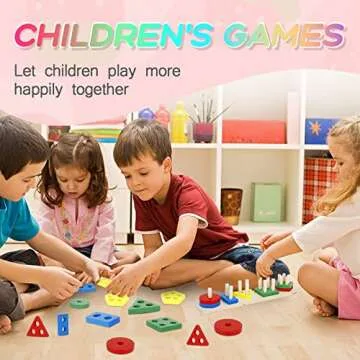 DASIGJID Baby Toddlers Toys for 1 2 3 Year Old - Wooden Montessori Boys Girls Stacking Blocks Learning Puzzles Toy Shape Sorter Color Stacker Kids Christmas Birthday Gifts