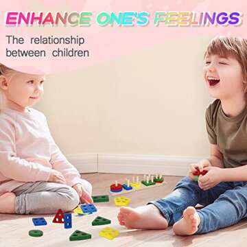 DASIGJID Baby Toddlers Toys for 1 2 3 Year Old - Wooden Montessori Boys Girls Stacking Blocks Learning Puzzles Toy Shape Sorter Color Stacker Kids Christmas Birthday Gifts