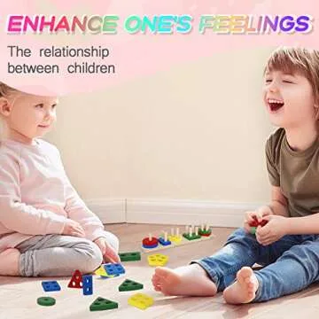 DASIGJID Baby Toddlers Toys for 1 2 3 Year Old - Wooden Montessori Boys Girls Stacking Blocks Learning Puzzles Toy Shape Sorter Color Stacker Kids Christmas Birthday Gifts