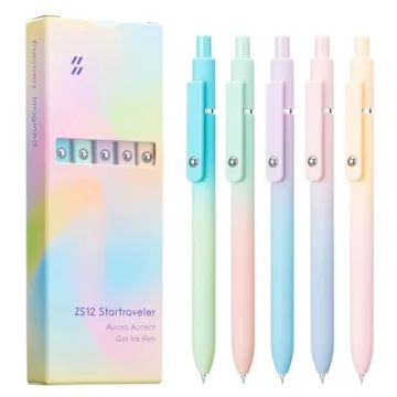 Lanxivi Black Ink Gel Pens 5 PCS Set, Fine Point 0.5mm Cute Pens, Gradual Barrel Comfort Grip Smooth...