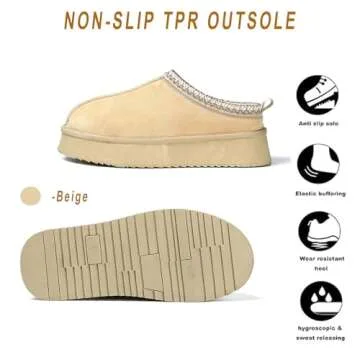 ZERISM Women's Slippers Platform Mini Boots Short Ankle Boot Fur Fleece Lined Sneakers House slipper...