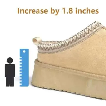 ZERISM Women's Slippers Platform Mini Boots Short Ankle Boot Fur Fleece Lined Sneakers House slippers Anti-Slip Boot For Outdoor (Off-white, Adult, Women, 7, Numeric, US Footwear Size System, Medium)