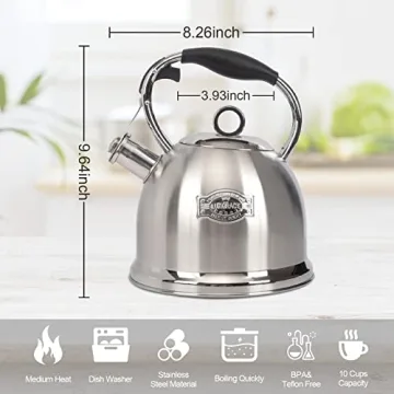 Stainless Steel Whistling Tea Kettle for Home & Kitchen