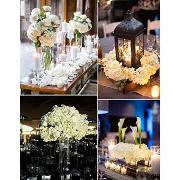 Flojery Silk Hydrangea Heads Artificial Flowers Heads with Stems for Home Wedding Decor,Pack of 10 (White)